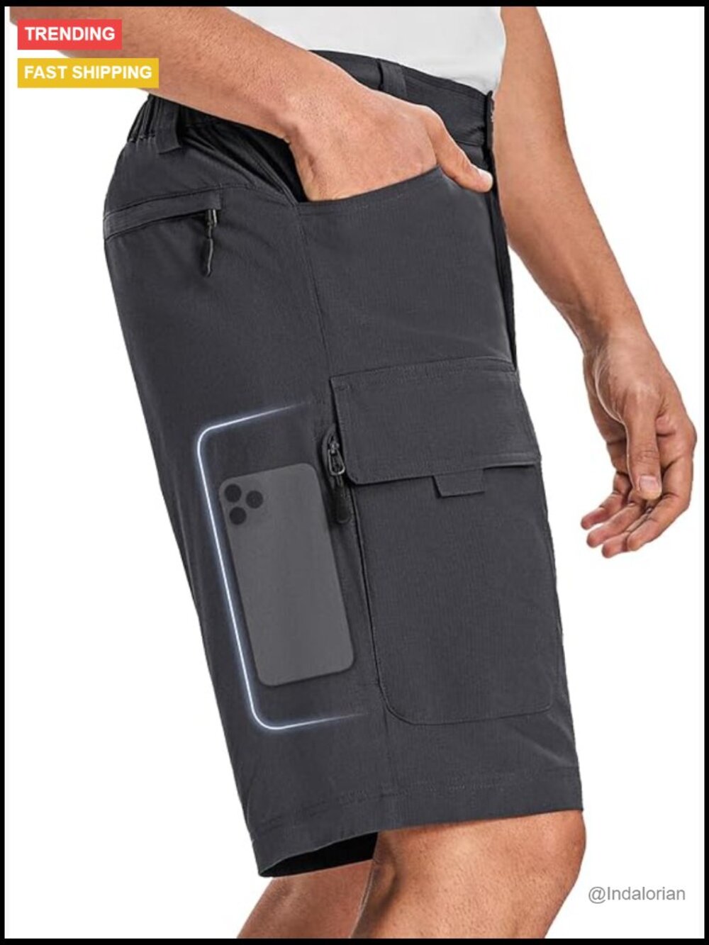 Lightweight Quick Dry Water Resistant Hiking Shorts with 6 Pockets